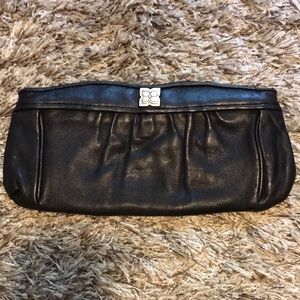 BCBG MAXAZRIA CLUTCH Genuine Black Leather